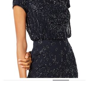 Elegant Navy Blue Beaded Dress